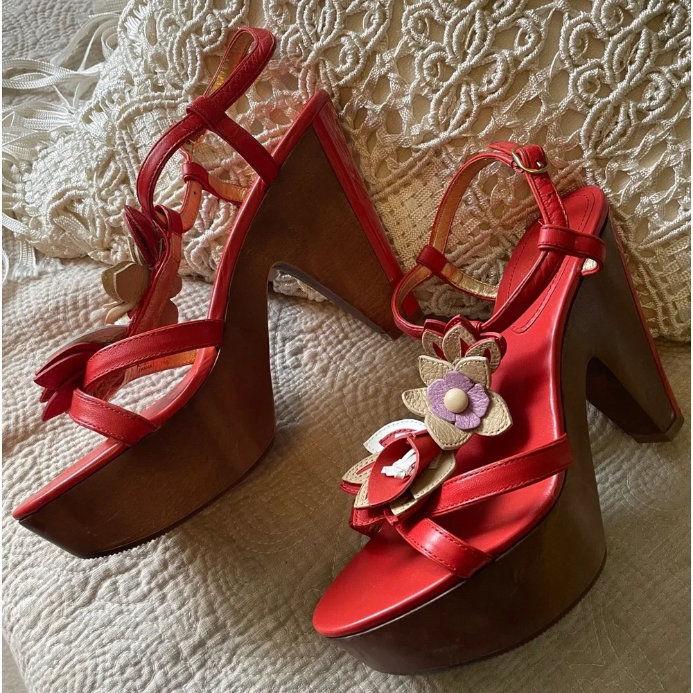 COACH orange floral platform shoe - Picture 2 of 8